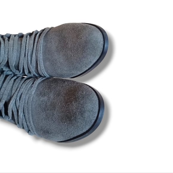 Like New 🌷 Yellow Box Women's Jaffa Charcoal Suede Strappy Ankle Boots - Picture 11 of 16